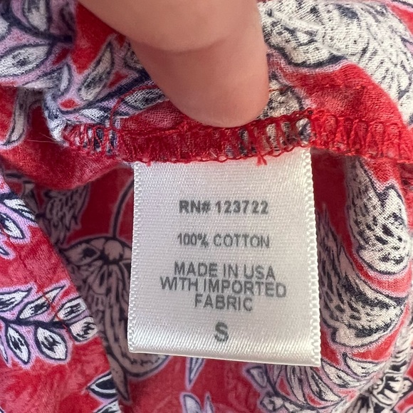 XIRENA Anthropologie 100% Cotton Long-Sleeve Button-Front Blouse Red Floral S - Picture 3 of 4